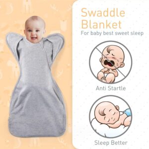 Knirose 3-Way Wearable Swaddle Blankets Sleep Sack with Arms Up Self-Soothing, Easy Diaper Changing Sleeping Bag for Baby Boy Girl Newborns Transitions to Arms-Free Calms Startle Reflex Better Sleep