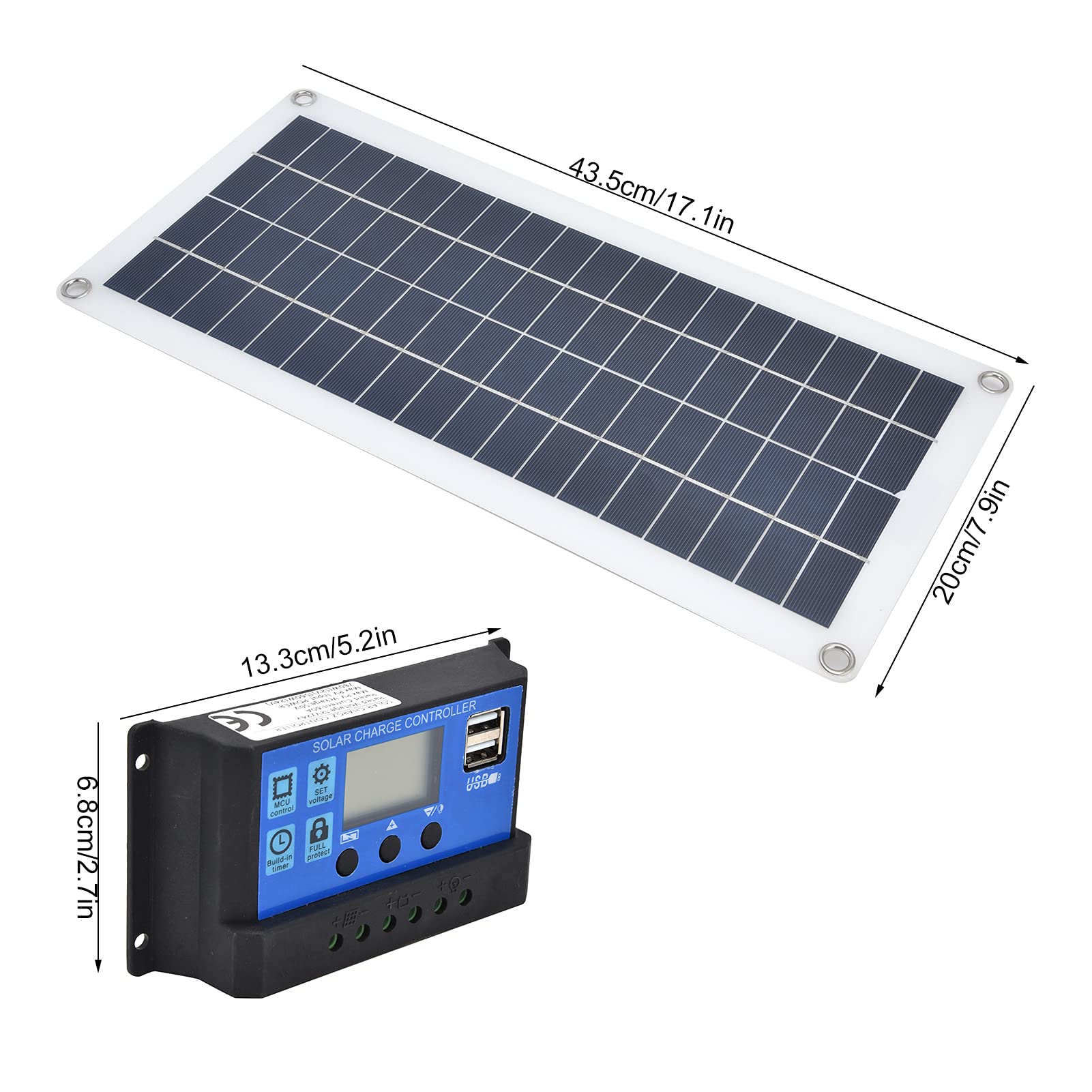 01 02 015 Solar Charging Panel, 2x10W Dual Female USB Port Photovoltaic Wide Application Solar Panel Set for Outdoor for Emergency for Boats for RVs for Satellites