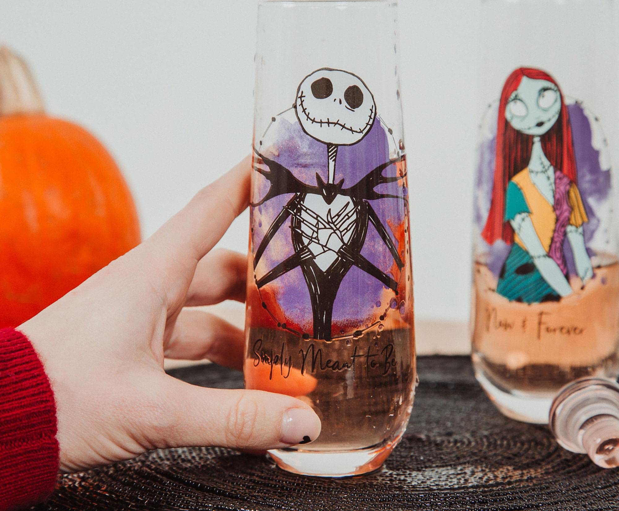 Silver Buffalo The Nightmare Before Christmas Jack and Sally Stemless Fluted Glasses | Set of 2