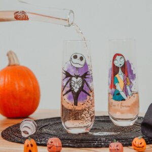 Silver Buffalo The Nightmare Before Christmas Jack and Sally Stemless Fluted Glasses | Set of 2