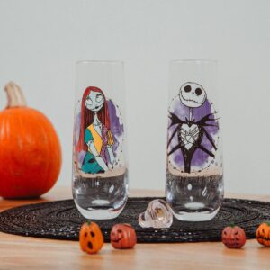 Silver Buffalo The Nightmare Before Christmas Jack and Sally Stemless Fluted Glasses | Set of 2