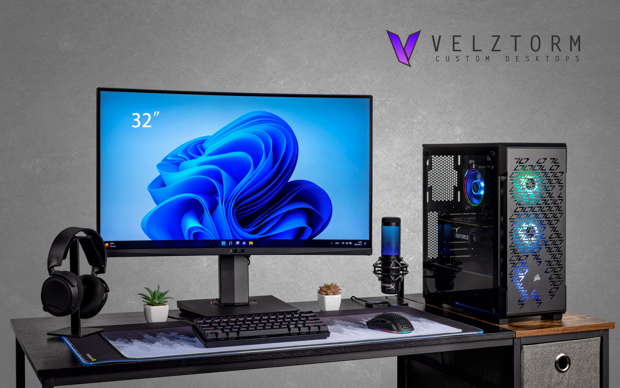 Velztorm Fultix Custom Built Gaming Desktop PC (AMD Ryzen 5-5500 6-Core, GeForce RTX 3070 8GB, 32GB DDR4, 512GB PCIe SSD + 2TB HDD (3.5), RGB Fans, 650W PSU, AC WiFi, Bluetooth, Win 11 Pro)