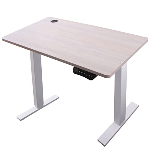 STORKING Electric Height Adjustable Standing Desk, Sit-Stand Home Office Desk with Memory Controller, Computer Workstations Computer Standing Desk with Splice Board (48 X 24, Oak)