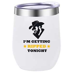 athand funny mug gifts for men dad tv show merchandise adult humor gift for him husband 12oz wine tumbler with lid stainless steel coffee mug cup (i‘m getting ripped tonight)