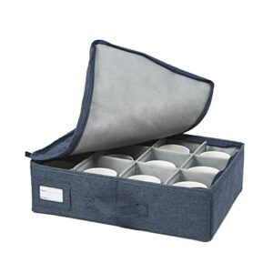 Sattiyrch Cup and Mug Storage Box, Holds 12 Coffee Mugs and Tea Cups, Fully-Padded Inside with Sturdy Dividers