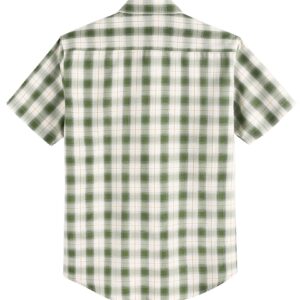 COOFANDY Men's Short Sleeve Plaid Dress Shirt Classic Fit Wrinkle-Free Casual Button Down Checked Shirts with Pocket Green, Large