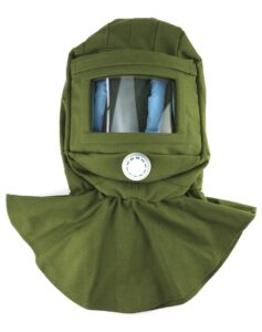 qwork sand blasting hood cap, shawl cap sandblasting mask anti dust/wind sandblasting tool mask,cut/scratch/heat resistant neck protector, green