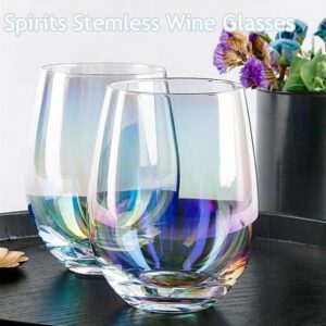 Colored Stemless Wine Glasses, 18 Oz Large Rainbow Wine Glasses, Stemless Goblet Beverage Cups with Colored Gift Box for Girl & Boy Friends Sister, Good Gift Idea for Festival Wedding Birthday Party