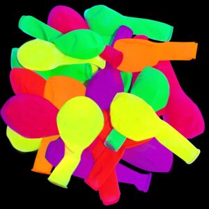 12inch uv neon balloons glow in the dark blacklight glow party balloons 5 colors fluorescent latex neon glow balloons for blacklight party, birthday, wedding neon party supplies and decorations