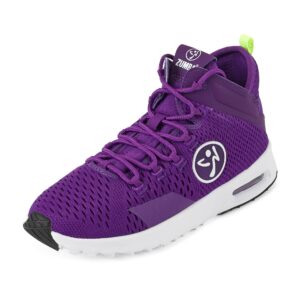 zumba women's air funk sneakers, nonslip mid-top dance sneakers, 8, purple