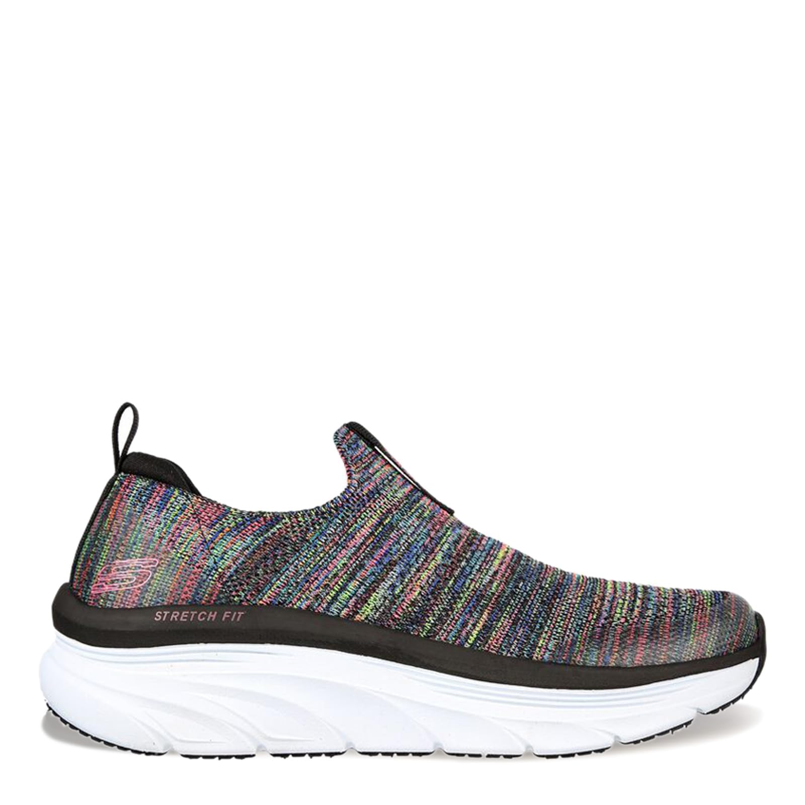 Skechers Women's D'LUX Walker-Rainbow Sky Sneaker, Black/Multi=BKMT, 8.5