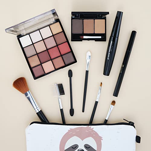 All in One Makeup Kit For Girls - 16 Colors Naked Eyeshadow Palette, 5Pcs Makeup Brushes, Waterproof Eyeliner Pencil, Eyebrow Powder, Mascara, Sloth Cosmetic Bag, Women and Teens Makeup Gift Set