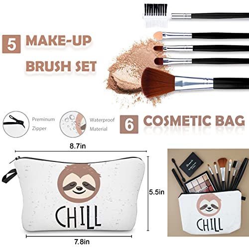 All in One Makeup Kit For Girls - 16 Colors Naked Eyeshadow Palette, 5Pcs Makeup Brushes, Waterproof Eyeliner Pencil, Eyebrow Powder, Mascara, Sloth Cosmetic Bag, Women and Teens Makeup Gift Set