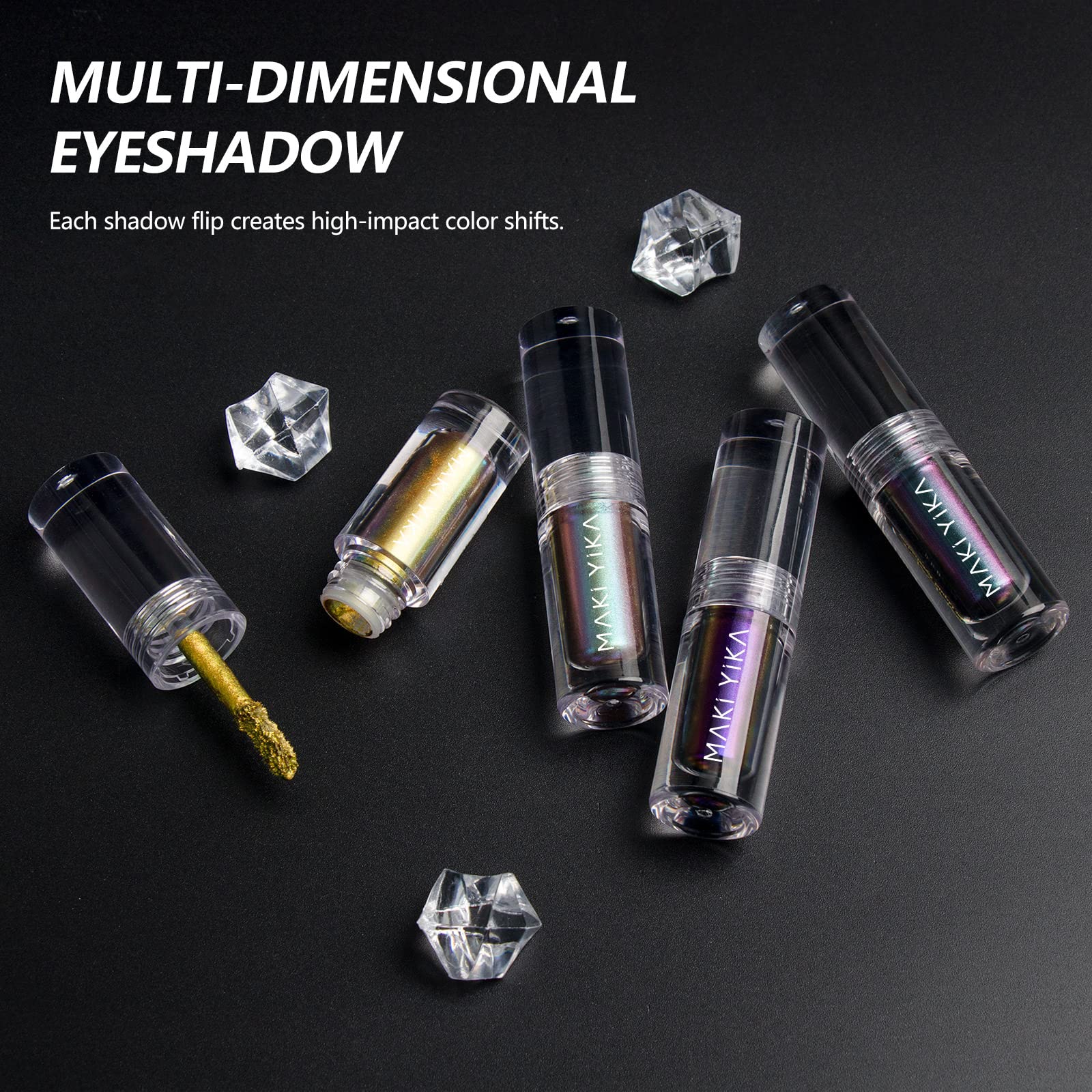 MAKI YIKA Glitter Eyeshadow Teal Liquid Multichrome Eyeshadows Long Lasting, Metallic Chameleon Eye Shadow Smudgeproof Holographic Multi-Dimensional Eye Looks (#3 Dawn)