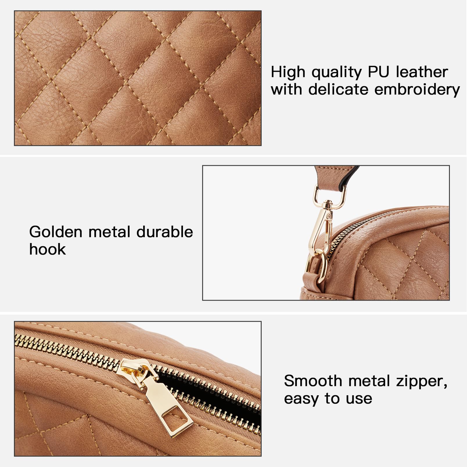 Telena RFID Crossbody Wallet Purse for Women Vegan Leather Crossbody Purse with Phone Pocket Wristlet Wallet Purses for Women Rough Coffee