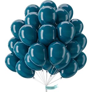 partywoo peacock blue balloons, 50 pcs 12 inch party balloons, double stuffed blue balloons, latex balloons for party decorations, birthday decorations, wedding decorations, baby shower decorations