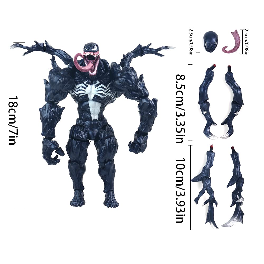 Venom Carnage Action Figure Collectible Anime Doll Model Toy PVC Joints Movable Toy Figures Collection Character Statue Decoration Ornaments (Venom)