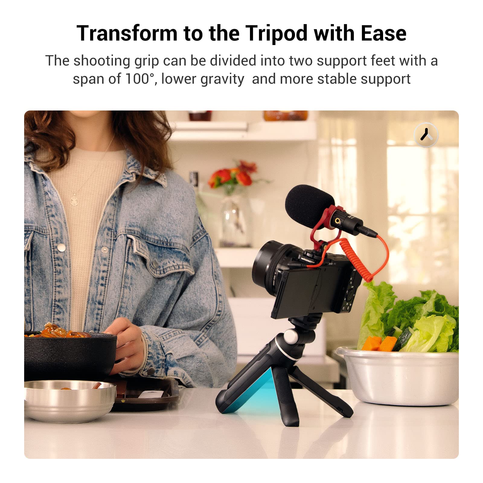 SmallRig SR-RG1 Extendable Remote Wireless Camera Shooting Grip, Vlog Tripod Selfie Stick for Sony A6700, ZV-E10, ZV-E1, ZV-1 II, RX100 VII, A6600, A6400, for Canon M50, G7X, Photo/Video/Zoom - 3326