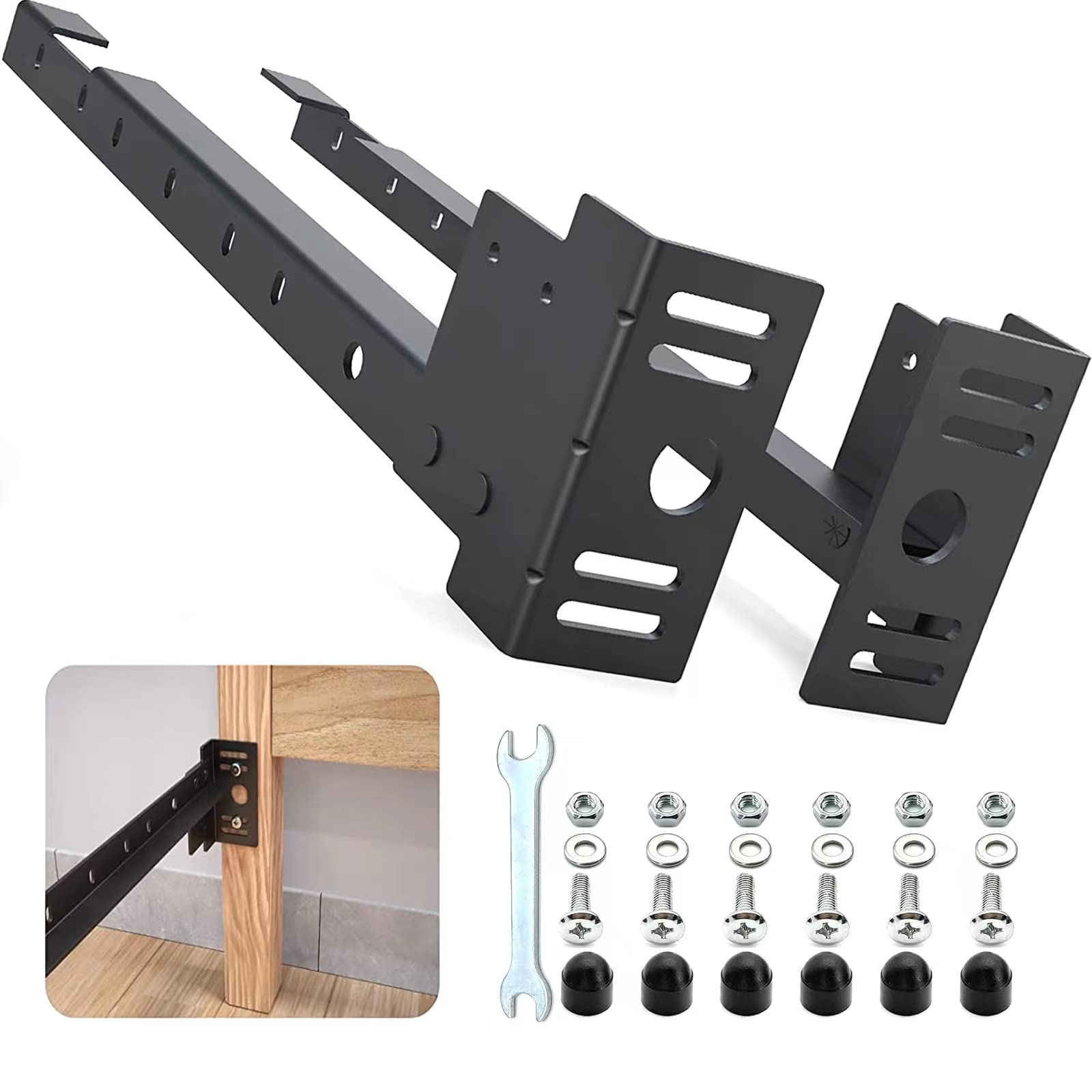 iuhome Bed Frame Footboard Extension Brackets Set Attachment Kit,Universal Bolt-on Footboard Extension Brackets Will Fit Most Twin, Full, Queen and King Bed Frames