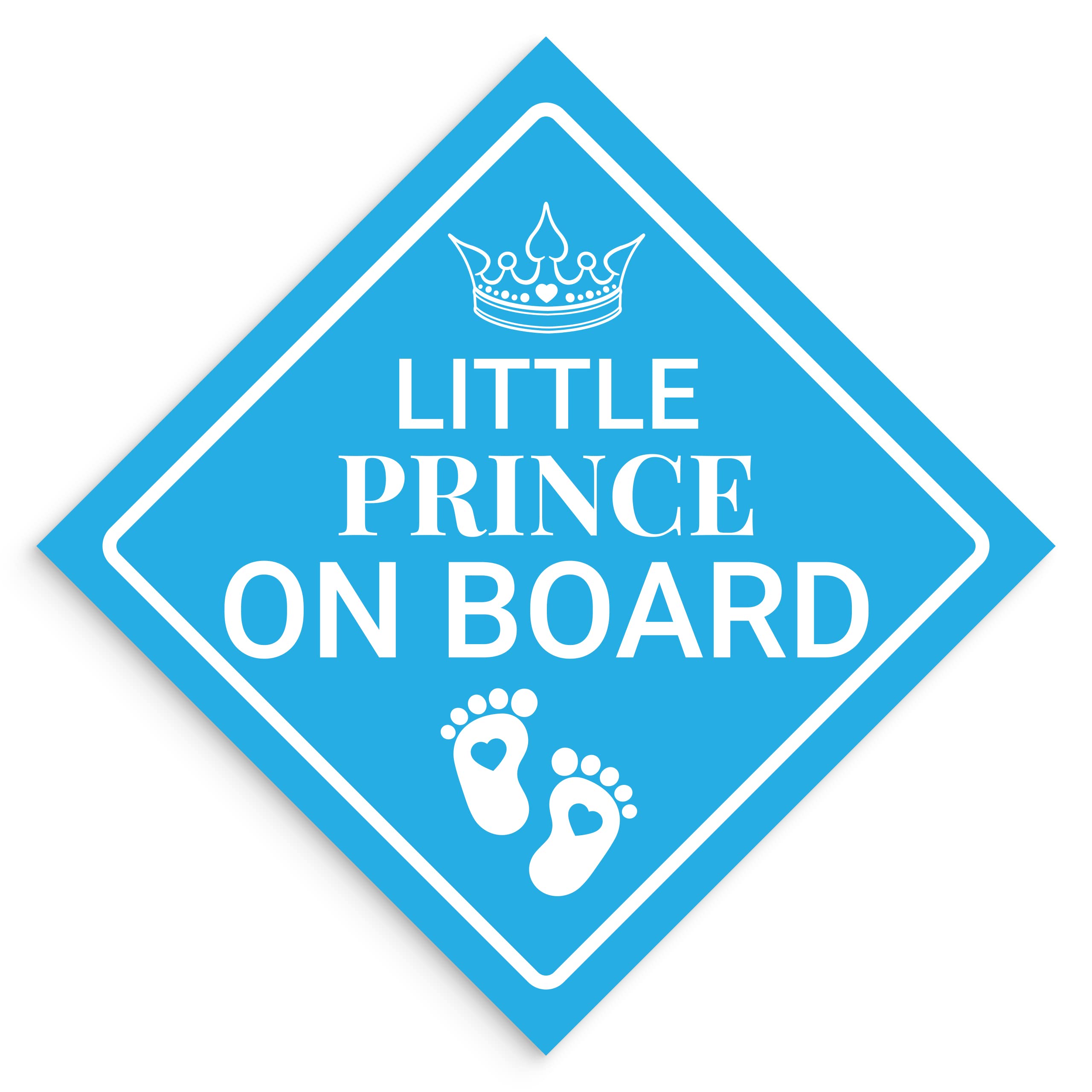 Super Cute, Elegant 4.5in Prince on Board Sticker 1pk. Bright Blue Diamond Newborn Caution Car Bumper Decals. Premium Vinyl Baby Safety Warning Label for Vehicles, Trucks, Automobiles, Cars, Vans