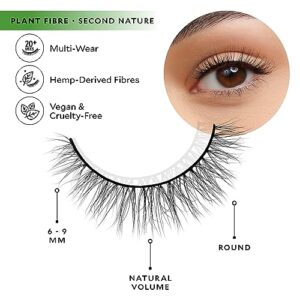 Velour Plant Fibre Lashes - A New Leaf - Hemp-Derived False Eyelashes - Lightweight, Reusable, Handmade - Wear up to 25 Times - Natural Fake Lashes - 100% Vegan, Soft and Comfortable, All Eye Shapes