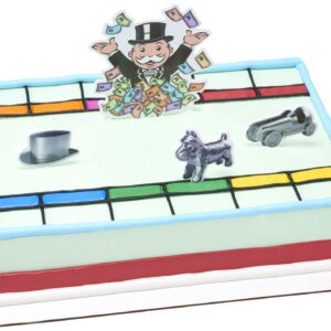 DecoSet® Hasbro Monopoly Let's Play Cake Decorating Kit, 4 Piece Classic Board Game Cake Topper, Dog, Car, Hat, Mr Monopoly, Game Night Set