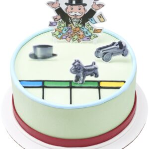 DecoSet® Hasbro Monopoly Let's Play Cake Decorating Kit, 4 Piece Classic Board Game Cake Topper, Dog, Car, Hat, Mr Monopoly, Game Night Set