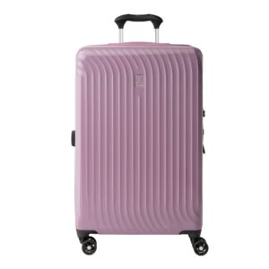 travelpro maxlite air hardside expandable carry on luggage, 8 spinner wheels, lightweight hard shell polycarbonate suitcase, orchid pink purple, checked medium 25-inch