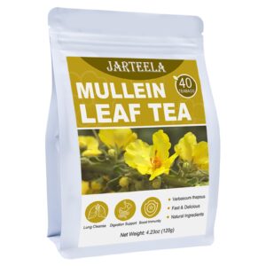 jarteela - mullein leaf tea bags - 3g/bag x 40 - premium compressed dried mullein herbs for easily extracting & great flavor - non-gmo - caffeine-free