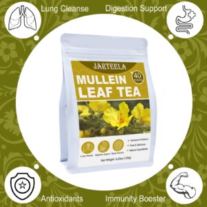 Jarteela - Mullein Leaf Tea Bags - 3g/Bag X 40 - Premium Compressed Dried Mullein Herbs For Easily Extracting & Great Flavor - Non-GMO - Caffeine-free