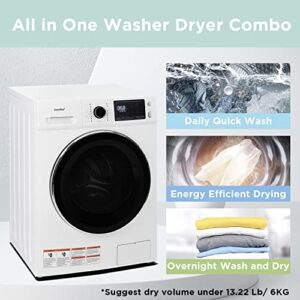 COMFEE’ 24" Washer and Dryer Combo 2.7 cu.ft 26lbs Washing Machine Steam Care, Overnight Dry, No Shaking Front Load Full-Automatic Machine, Dorm White