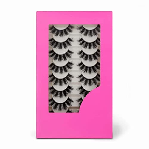 beautykaisen 8Pair 3D False Eyelashes Cross Fluffy Natural Look PACK Volume Fluffy Natural Faux Mink Lashes(3D999 DRAK PINK) 8pair-3D999 8pair-3D999 0