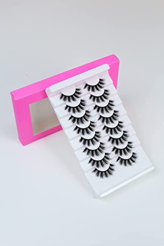 beautykaisen 8Pair 3D False Eyelashes Cross Fluffy Natural Look PACK Volume Fluffy Natural Faux Mink Lashes(3D999 DRAK PINK) 8pair-3D999 8pair-3D999 0