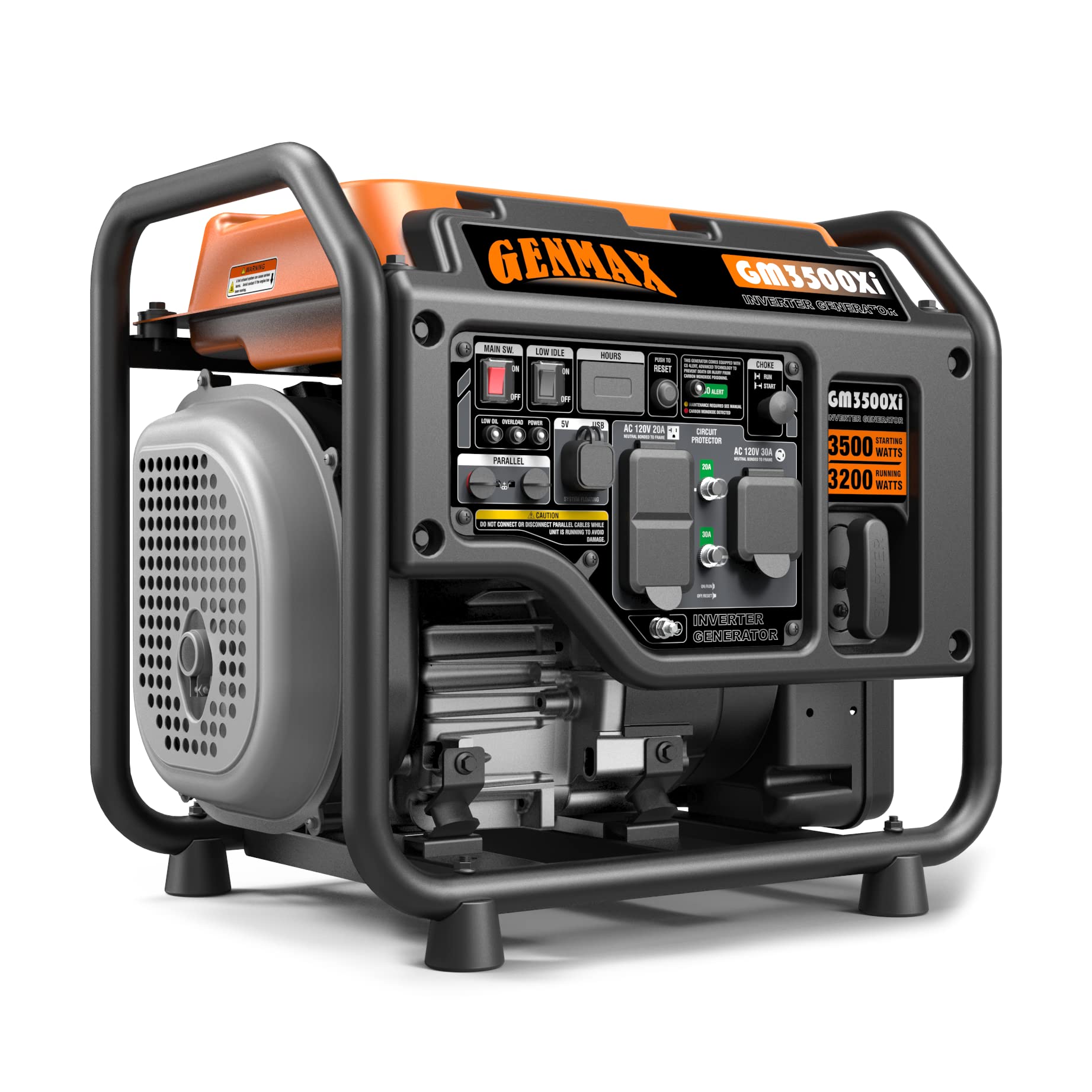 GENMAX GM3500Xi Open Frame RV Ready Inverter Generator-3500 Peak Watts-Gas Powered，Quiet Technology, EPA Compliant