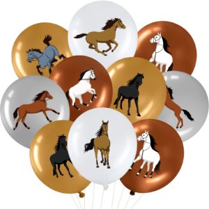 40 pieces 12 inch horse birthday party latex balloons decorations, brown white silver horse balloon horse racing theme decor for wedding party baby shower cowboy party supplies indoor outdoor