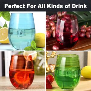 SWAINLYN Colored Stemless Wine Glass Set of 4, No Stem Cocktails Glasses Set Large 18 oz Hand Painted Colored Drinking glasses, Ideal for Cocktails, Scotch, Margarita, Tumblers with Sturdy gift box