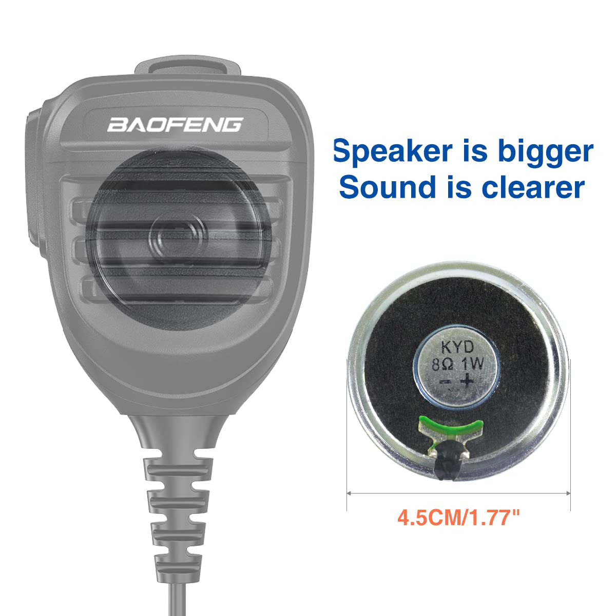 BaoFeng Microphone Walkie Talkie Speaker Mic Remote K Head Police Shoulder Mic for Baofeng BF-F8HP UV-5R 5RM UV-21R K5PLUS GM-15 Pro UV-5G Plus GM-5RH UV-17R TIDRADIO TD-H3 TD-H8 Quansheng UV-K5