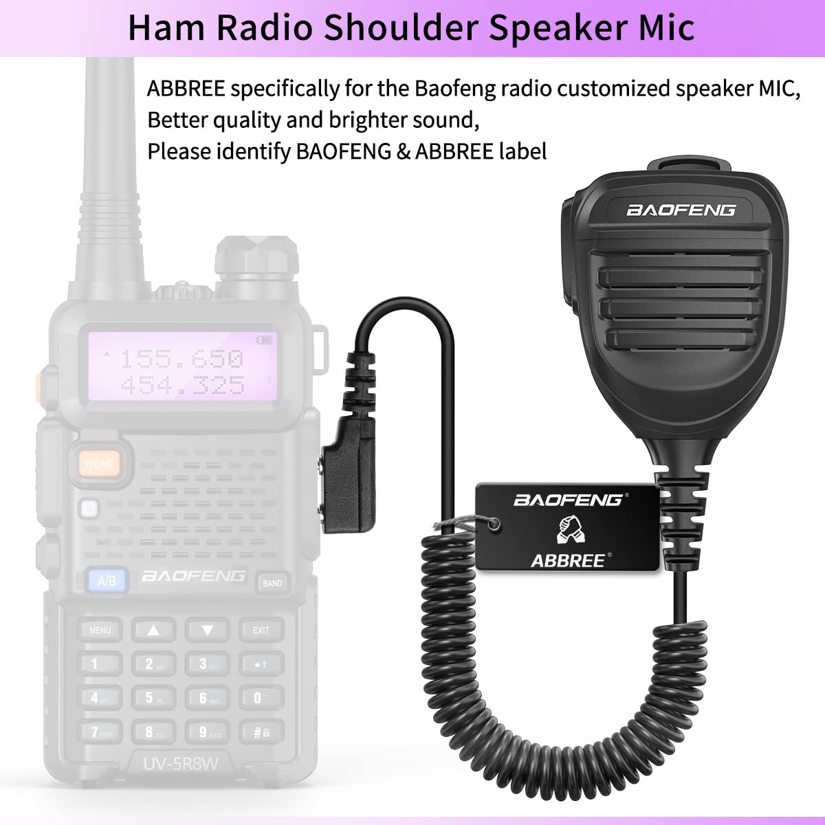 BaoFeng Microphone Walkie Talkie Speaker Mic Remote K Head Police Shoulder Mic for Baofeng BF-F8HP UV-5R 5RM UV-21R K5PLUS GM-15 Pro UV-5G Plus GM-5RH UV-17R TIDRADIO TD-H3 TD-H8 Quansheng UV-K5