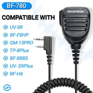 BaoFeng Microphone Walkie Talkie Speaker Mic Remote K Head Police Shoulder Mic for Baofeng BF-F8HP UV-5R 5RM UV-21R K5PLUS GM-15 Pro UV-5G Plus GM-5RH UV-17R TIDRADIO TD-H3 TD-H8 Quansheng UV-K5