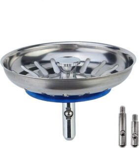 minismus kitchen sink strainer replacement basket with ball lock 3.15 inch - stainless steel sink plug round hole - for round post openings - prevents clogging - open-close mechanism (3.15 inch)