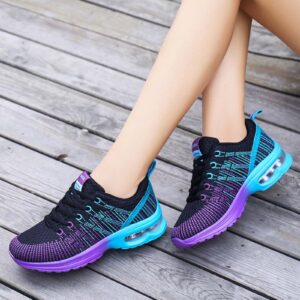 FLIOZY Womens Running Shoes Air Cushion Lightweight Sneakers Youth Girls Breathable Lace-up Walking Tennis Shoes for Gym Shopping Outdoor Sports Shoes Black 41