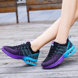 FLIOZY Womens Running Shoes Air Cushion Lightweight Sneakers Youth Girls Breathable Lace-up Walking Tennis Shoes for Gym Shopping Outdoor Sports Shoes Black 41