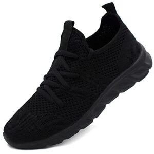 l loubit women's running shoes breathe mesh tennis sneakers lace up lightweight walking shoes black 7