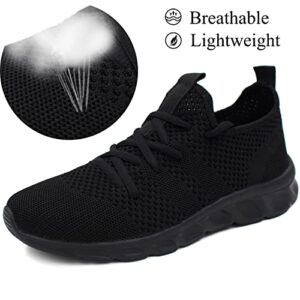 L LOUBIT Women's Running Shoes Breathe Mesh Tennis Sneakers Lace Up Lightweight Walking Shoes Black 7