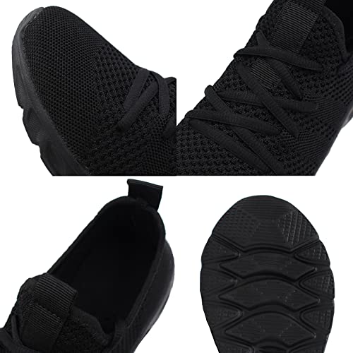 L LOUBIT Women's Running Shoes Breathe Mesh Tennis Sneakers Lace Up Lightweight Walking Shoes Black 7