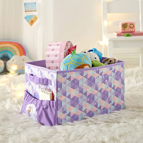 Disney Frozen Kids Collapsible Storage Organizer Bin with Front Pocket,9" H x 10" W x 15" L