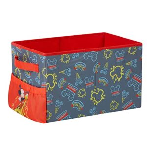 Disney Mickey Mouse Kids Collapsible Storage Organizer Bin with Front Pocket,9" H x 10" W x 15" L