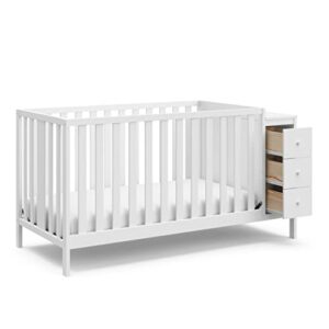 STORKCRAFT Malibu Customizable Convertible Crib (White) – GREENGUARD Gold Certified, Crib with Storage Drawers, Converts to Toddler Bed, Fits Standard Full-Size Crib Mattress