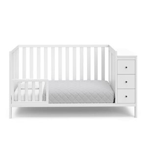 STORKCRAFT Malibu Customizable Convertible Crib (White) – GREENGUARD Gold Certified, Crib with Storage Drawers, Converts to Toddler Bed, Fits Standard Full-Size Crib Mattress