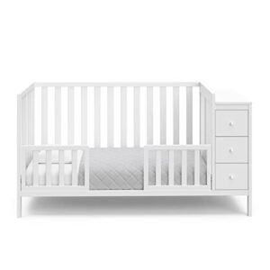 STORKCRAFT Malibu Customizable Convertible Crib (White) – GREENGUARD Gold Certified, Crib with Storage Drawers, Converts to Toddler Bed, Fits Standard Full-Size Crib Mattress